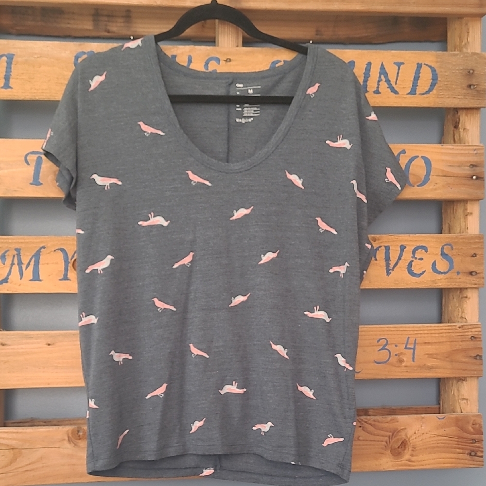 GAP Blue Tee with Pink Bird Print